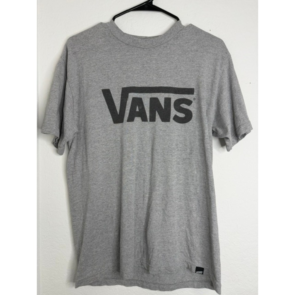 Vans Classic Logo Graphic T-Shirt Mens Medium Gray Short Sleeve Crew Neck Tee